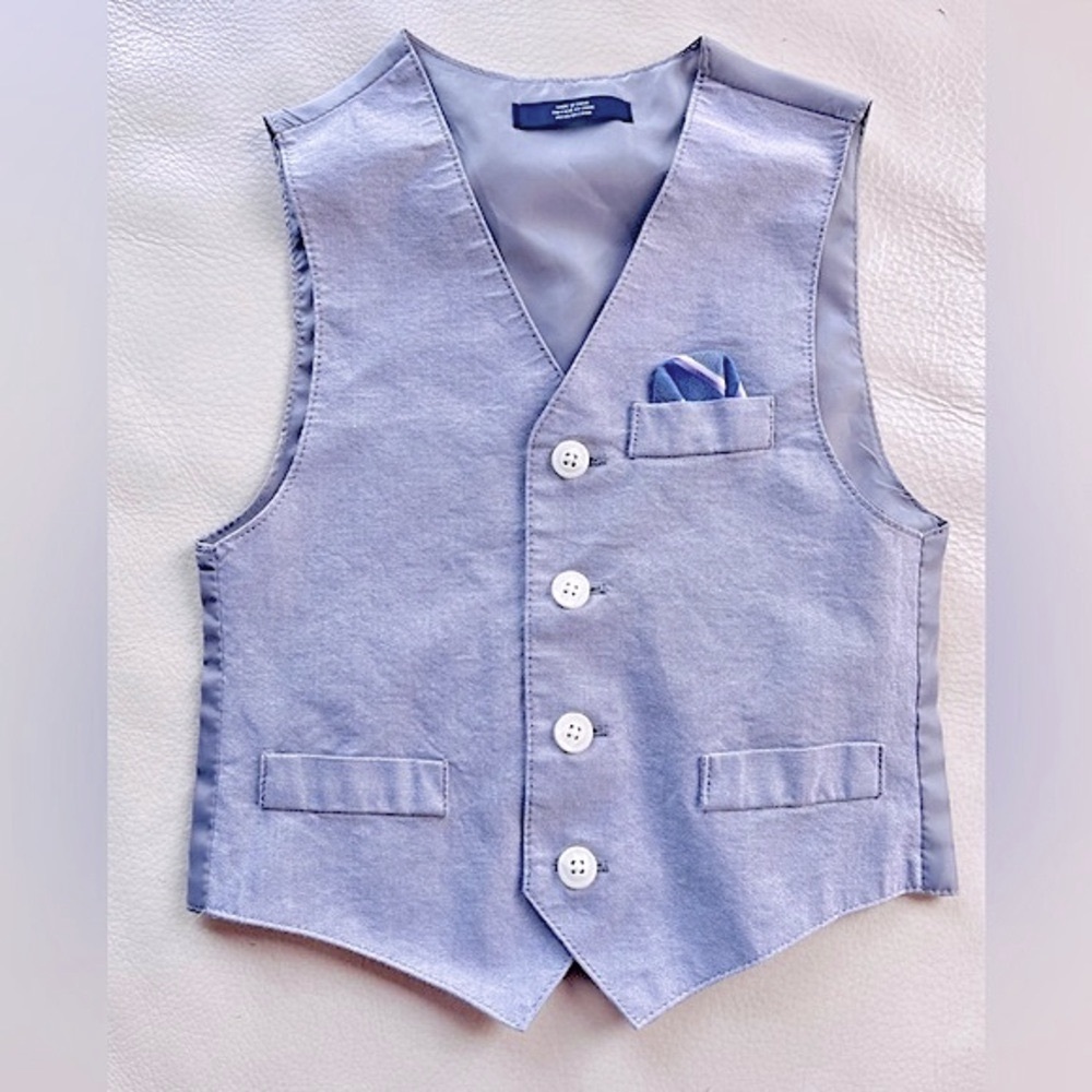 $8 💥Nautica Boys Special Occasion Suit Vest, Pocket Square, Woven Twill, Satin
